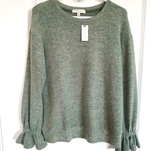 NEW Anthrpologoe Eri + Ali Ruffle Sleeve Top - Picture 2 of 6